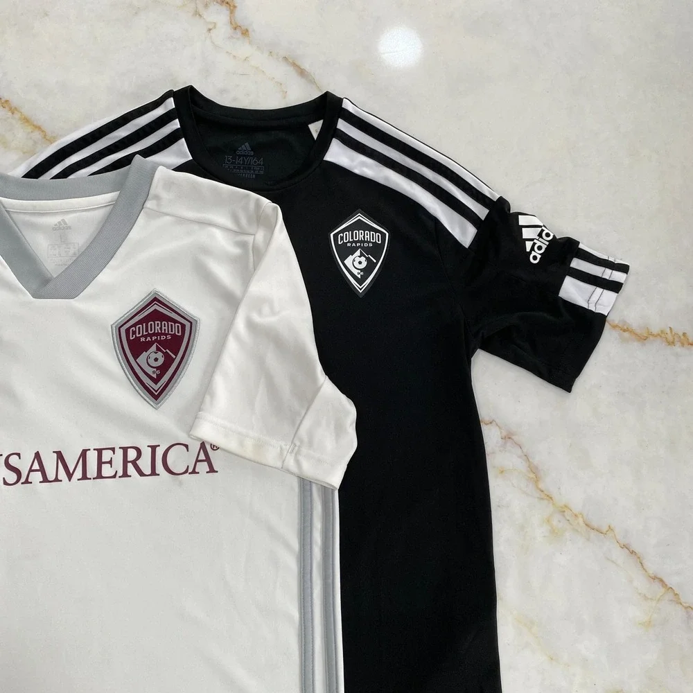 Adidas MLS Colorado Rapids Youth‎ Large (13/14) Shirts - Lot of 2. Black/White